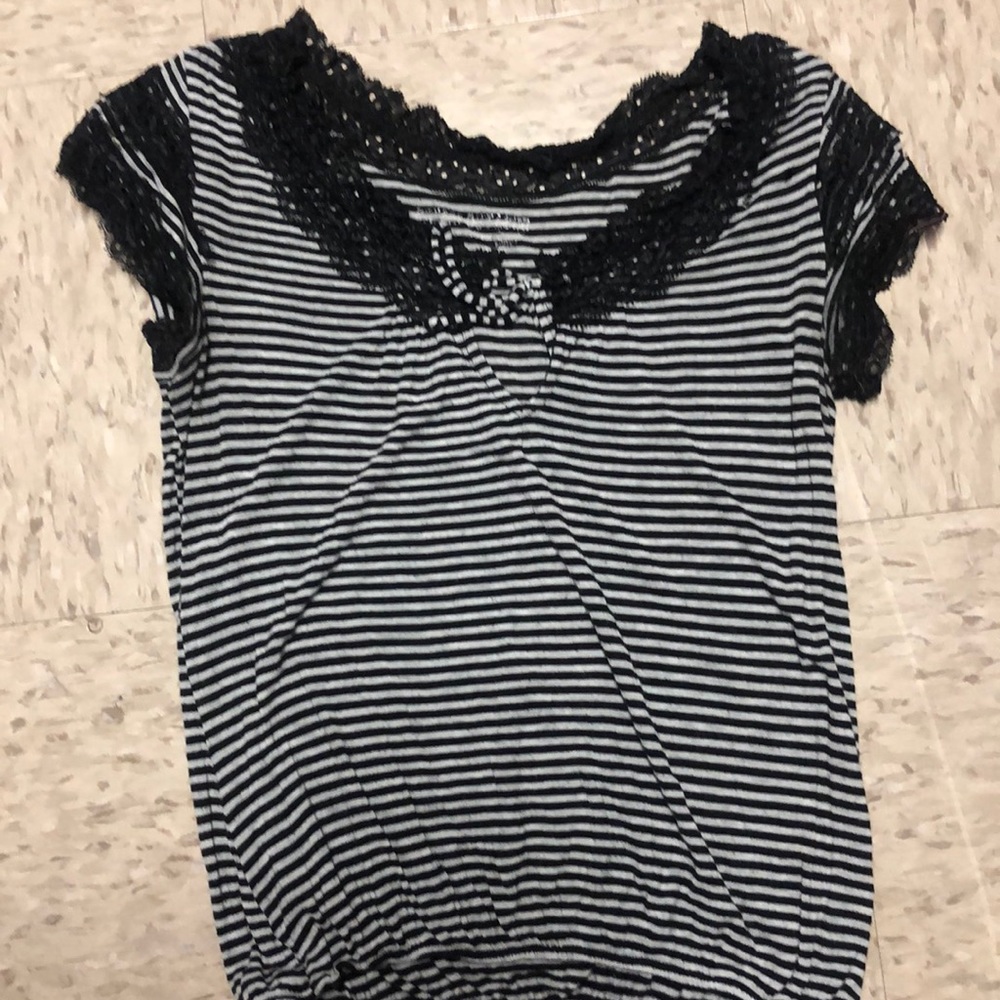 Striped Lace Lined Tee